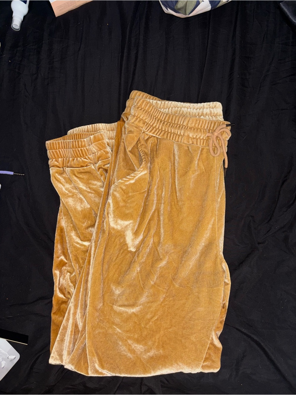 Tan Velour Jogger Bottoms